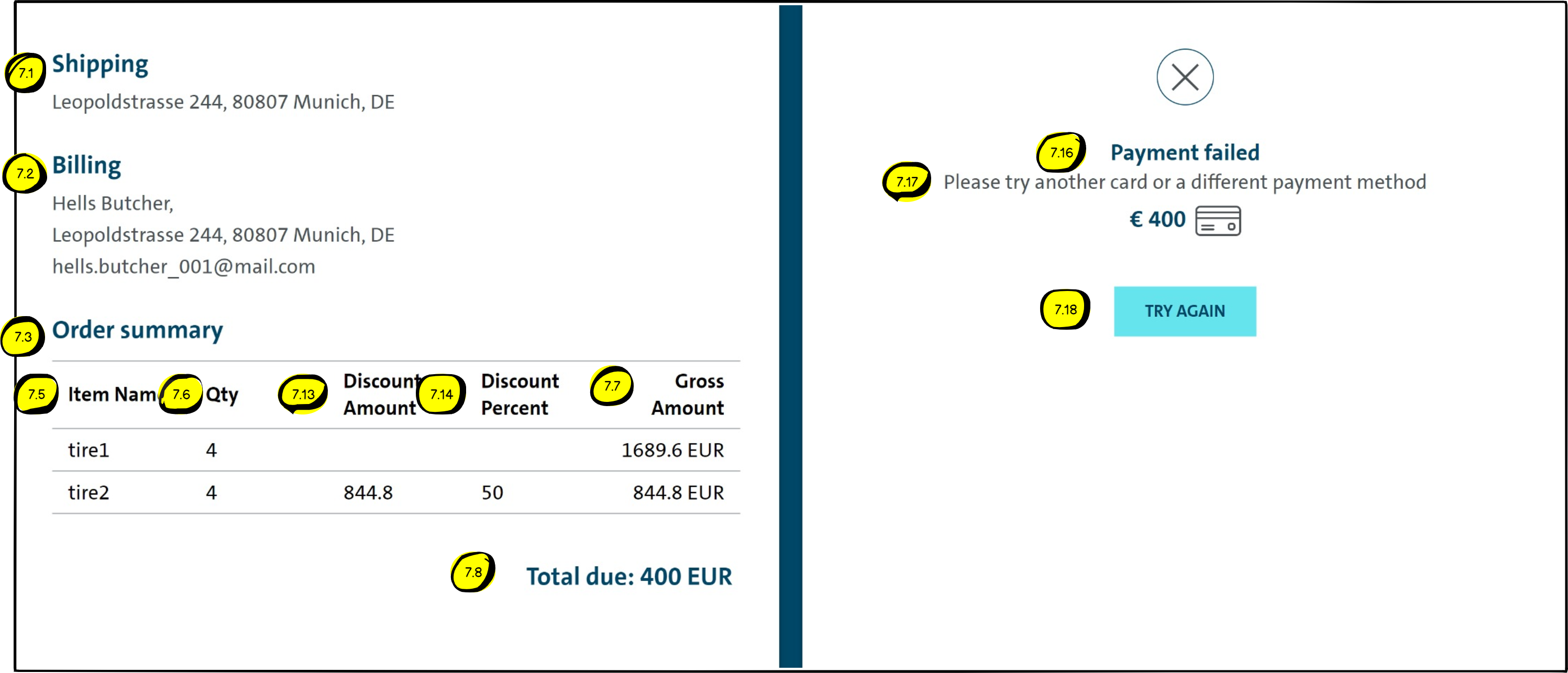 Error Payment failed